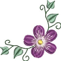 beginner-friendly leaf machine embroidery pattern - Corner Flower for decorative pillow covers