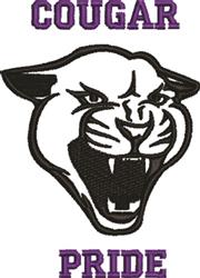 beginner-friendly cat machine embroidery pattern - Cougar Pride for reusable tote bags