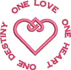 Playful heart design with intertwined lines, featuring a circular text layout for Valentine's Day love.