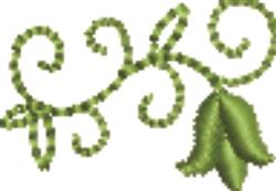 Whimsical leafy vine with swirls, rich green hues, elegant curves and pointed leaves, perfect for quilting.
