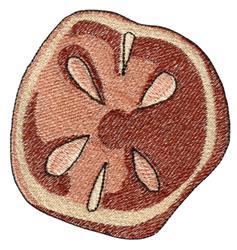 Realistic sliced fruit in warm browns and cream, showcasing inner seeds and texture, ideal for rustic decor.