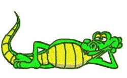 alligator detailed machine embroidery - Alligator perfect for reusable tote bags