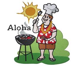 Aloha - 5x7 aloha detailed machine machine embroidery design perfect for kitchen aprons