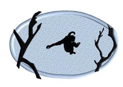 detailed tree machine embroidery pattern - Ape Leaping from Tree for reusable tote bags