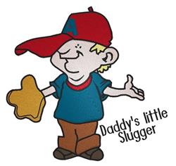 Cartoon boy in red cap and blue shirt joyfully holding a yellow baseball glove, ideal for playful sports-themed items.