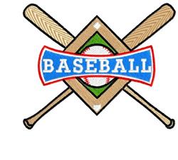 bat detailed machine digital embroidery - Baseball Crest perfect for reusable tote bags