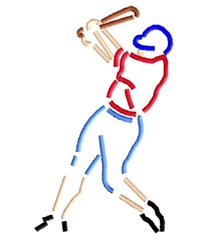 quick stitch bat machine embroidery pattern - Baseball Player for reusable tote bags