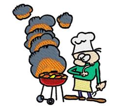 BBQ Chef - 4x4 chef detailed machine embroidery design perfect for kitchen tea towels
