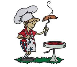 puppy dog detailed machine digital embroidery - BBQ Chef perfect for Grill Covers
