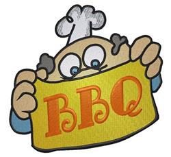 detailed chef machine embroidery pattern - BBQ Chef perfect for kitchen tea towels