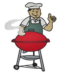 guy detailed machine digital embroidery - BBQ Guy perfect for kitchen tea towels