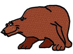 Cartoon bear in warm brown with bold outlines, showcasing a playful design, perfect for kids' items.