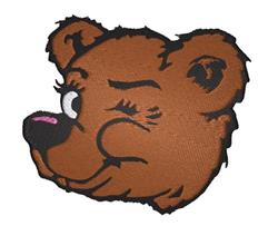 Bear Winking - 4x4 bear detailed machine embroidery design for cute baby onesies