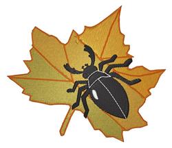 Beetle On Leaf - 5x7 tree detailed embroidery design for decorative pillow covers