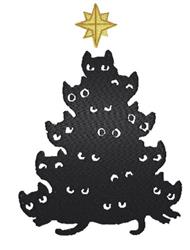 detailed christmas kitten machine embroidery pattern - Black Cat Tree for kitchen tea towels