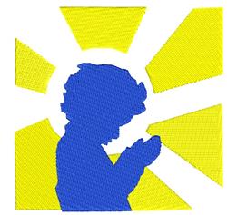 detailed praying machine embroidery pattern - Boy Praying for decorative pillow covers