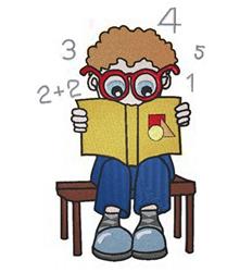 detailed reading machine embroidery pattern - Boy Reading for decorative pillow covers