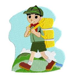 pack detailed machine embroidery - Boy With Back Pack perfect for Outdoor Apparel