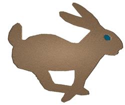 Playful brown rabbit with a smooth outline and a charming blue eye, perfect for Easter decorations.