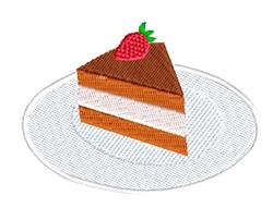Playful slice of cake with a vibrant strawberry, rich browns and cream on a white plate, perfect for birthday celebrations.