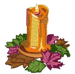leaf detailed machine digital embroidery - Candle perfect for patchwork quilt blocks