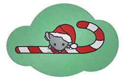 Candy Cane Mouse - 5x7 Santa Claus detailed embroidery design for decorative pillow covers