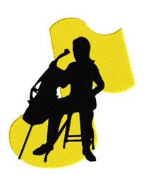 Cello Player - 5x7 player detailed embroidery design for decorative pillow covers