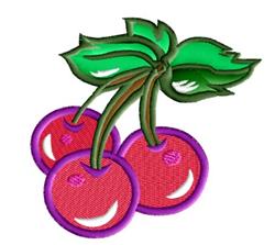 leaf detailed machine digital embroidery - Cherries perfect for reusable tote bags