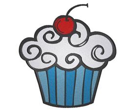 cupcake detailed machine embroidery - Cherry Cupcake perfect for kitchen tea towels