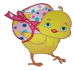 bird detailed machine embroidery - Chick Carrying Easter Egg for decorative pillow covers