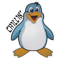Chillin - 5x7 penguin detailed machine embroidery design perfect for T-Shirts