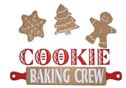 detailed christmas gingerbread man machine embroidery pattern - Cookie Baking Crew for kitchen tea towels
