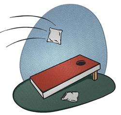 Cornhole Game - 6x10 game detailed machine embroidery design for reusable tote bags