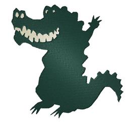 Playful crocodile with a solid green body, white teeth, and whimsical expression, perfect for children's embroidery.