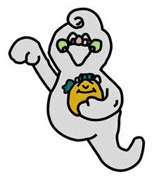 pumpkin detailed machine embroidery - Cute Ghost perfect for Halloween Costumes