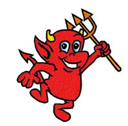 Cute Little Devil - 4x4 angel detailed machine embroidery design for reusable tote bags