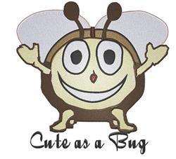 Cute Smiling Bug - 6x10 bug detailed embroidery design for decorative pillow covers