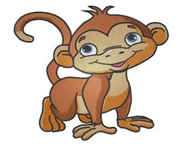 Cute Smiling Monkey - 6x10 monkey detailed embroidery design for decorative pillow covers