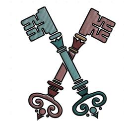 Decorative Keys - 5x7 key detailed embroidery design for decorative pillow covers