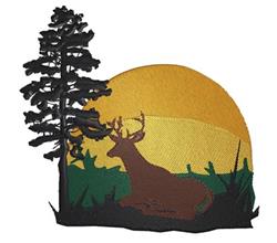 Deer Scene - 5x7 reindeer detailed machine embroidery design for patchwork quilt blocks