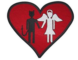Devil And Angel - 4x4 angel detailed machine embroidery design perfect for Jackets
