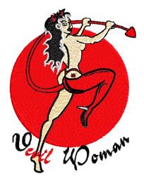 detailed halloween woman machine embroidery pattern - Devil Woman for Themed Party Decor