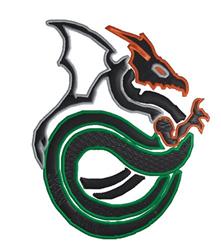detailed monster machine digital embroidery pattern - Dragon for reusable tote bags