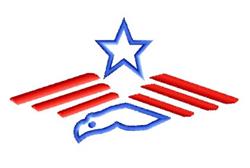 Patriotic eagle with red wings and a blue star above, ideal for Independence Day celebrations.