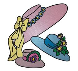 Easter Bonnets - 6x10 bonnet detailed machine embroidery design for reusable tote bags