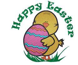 bird detailed machine embroidery - Easter chick with egg Happy Easter for Seasonal Home Accessories