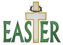 cross detailed machine digital embroidery - Easter Cross perfect for kitchen tea towels