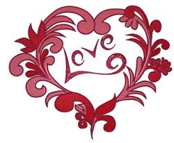 detailed valentine heart machine embroidery pattern - Fancy Love for decorative pillow covers