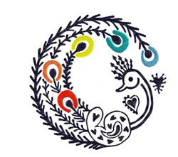 Fancy Peacock - 4x4 bird detailed embroidery design for decorative pillow covers