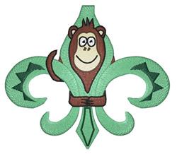 Fleur De Monkey - 5x7 monkey detailed embroidery design for Kids Backpacks